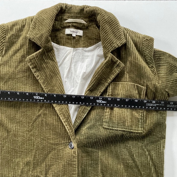 Samuji Corduroy Lagenlook Blazer Sz S (34) Green Chore Jacket Nordic Slouchy - Picture 5 of 9
